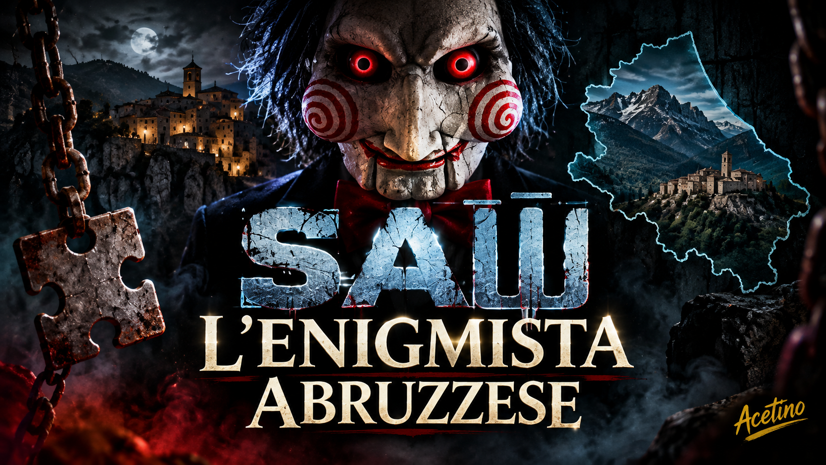 Saw L'enigmista Abruzzese, parodia cinematografica di Acetino